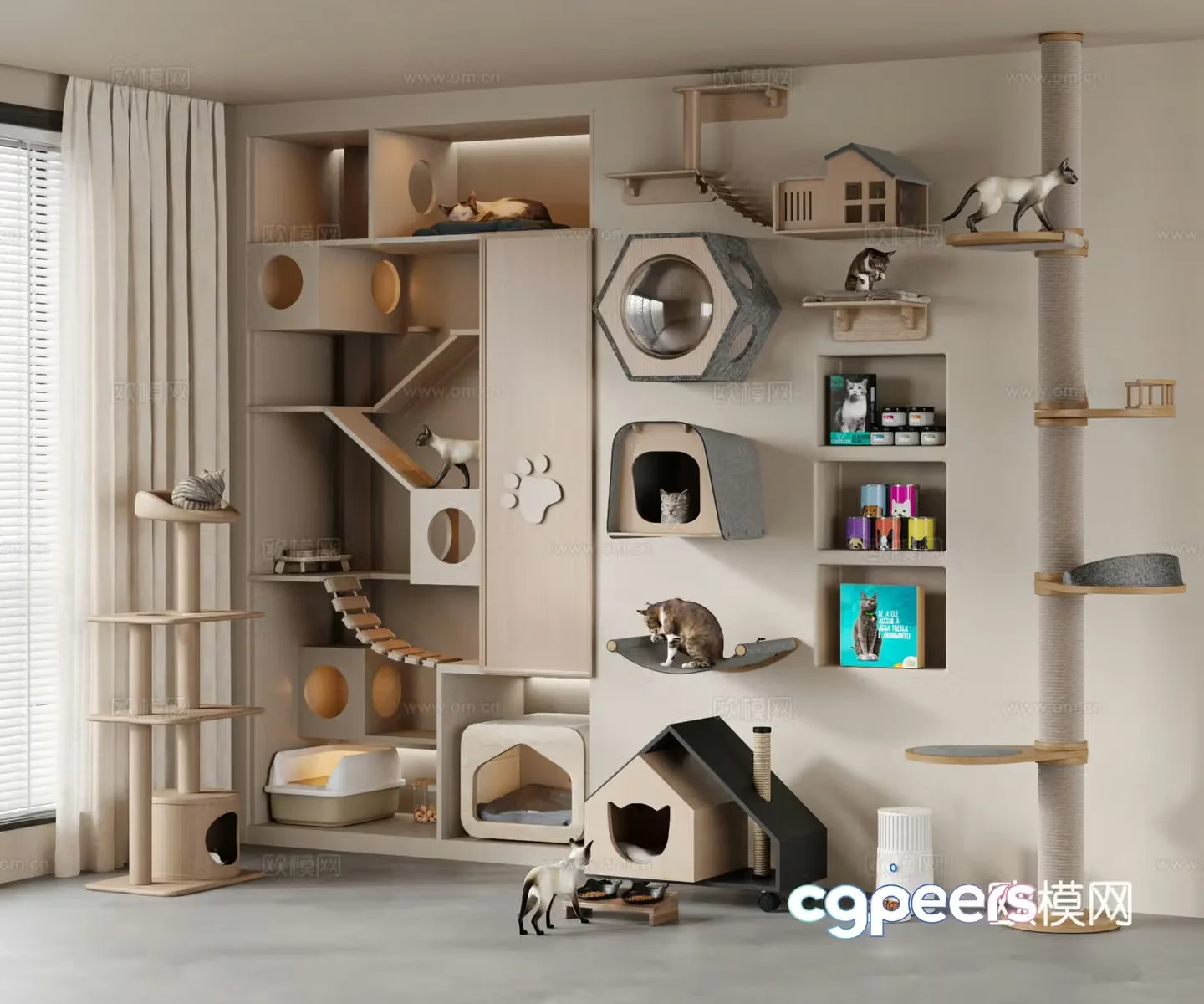 Modern cat climbing rack pet supplies cat nest pet locker cat 3d model