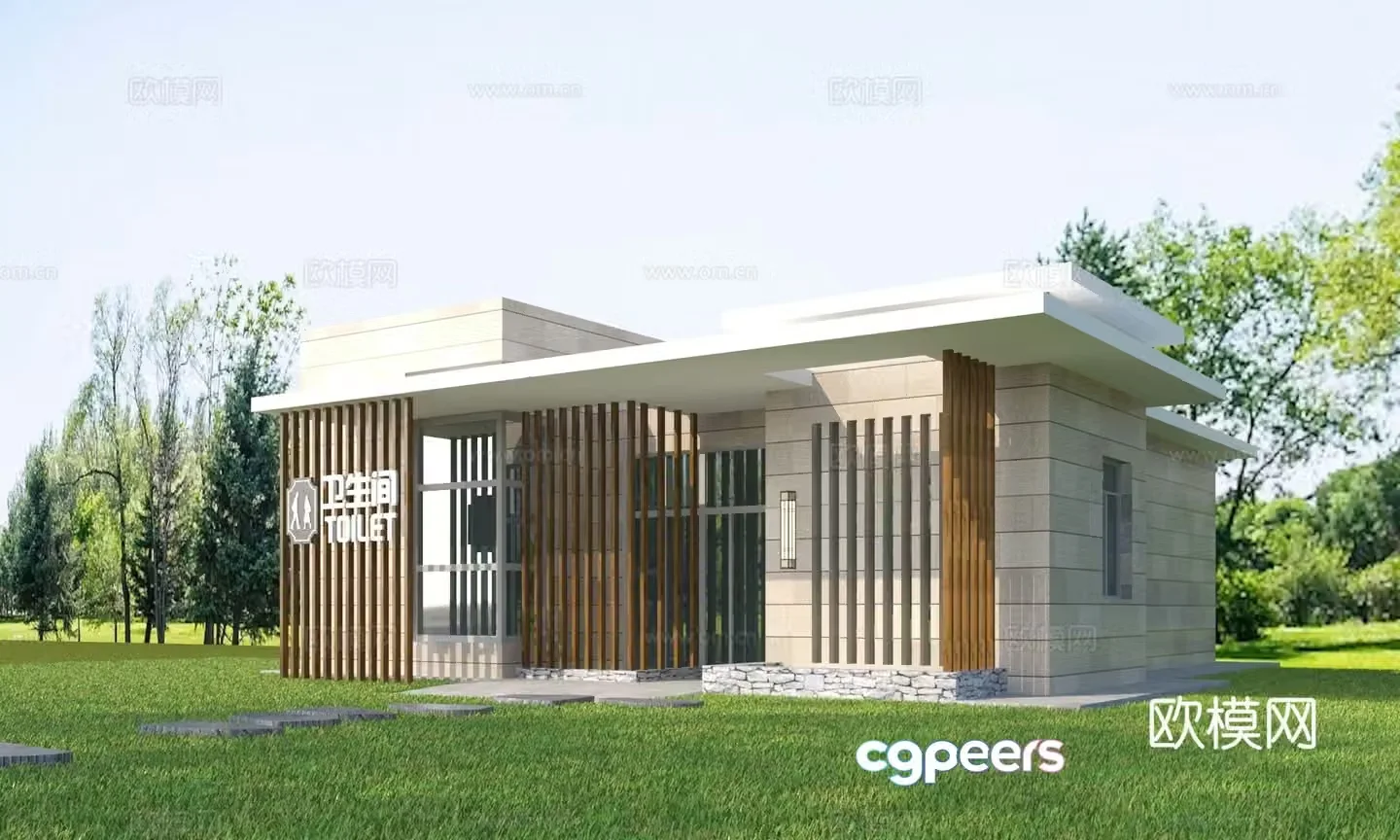 Modern public toilet 3d model