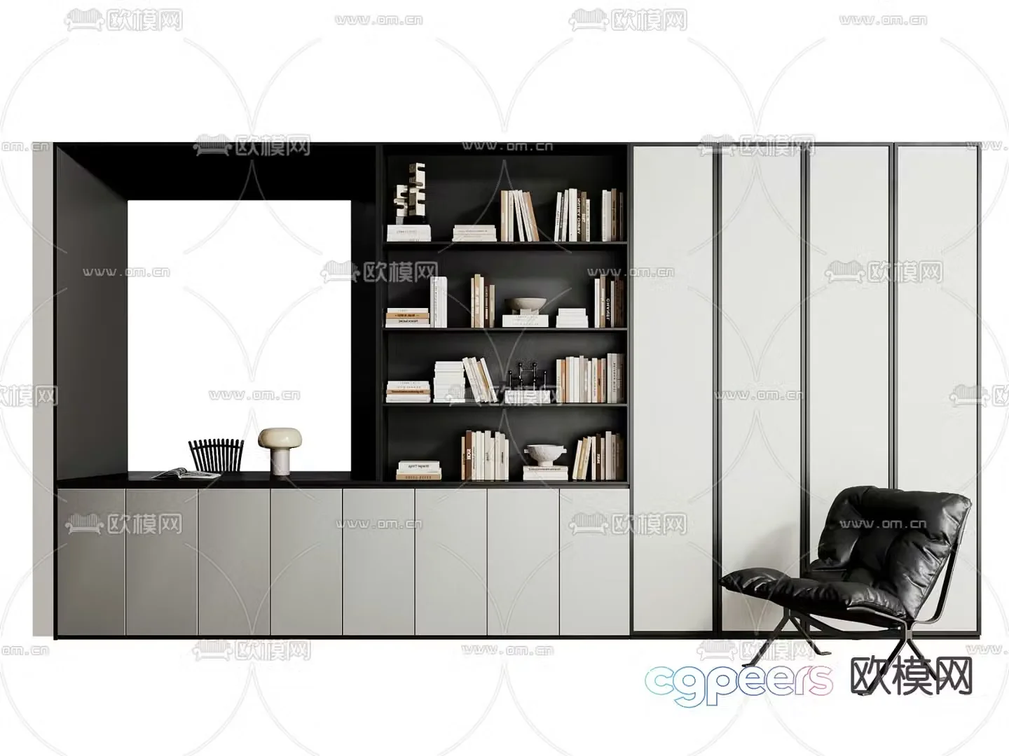 Modern bookcase display case 3d model