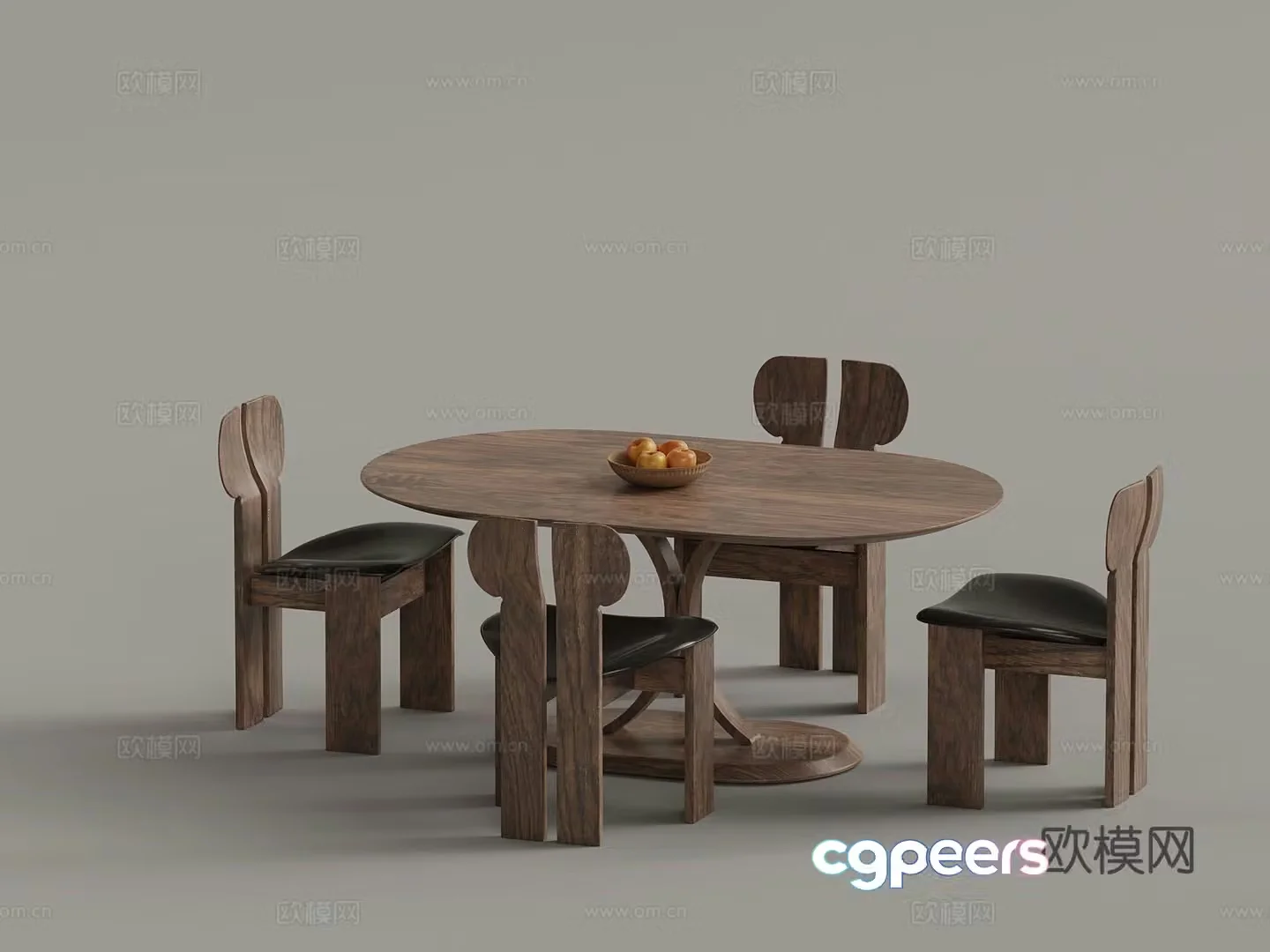 Medieval style dining table and chairs 3d model