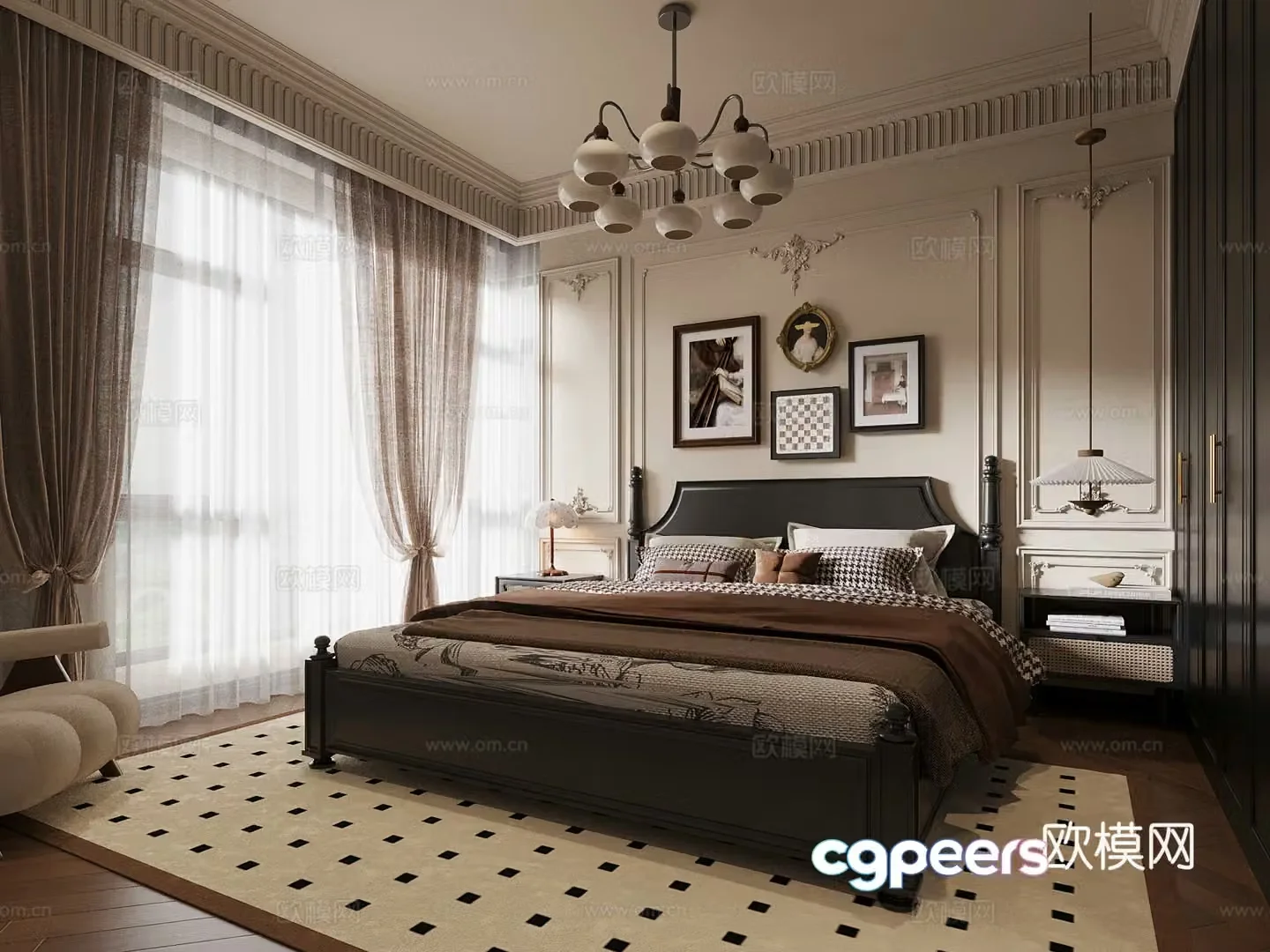Bedroom French bedroom Double bed 3d model