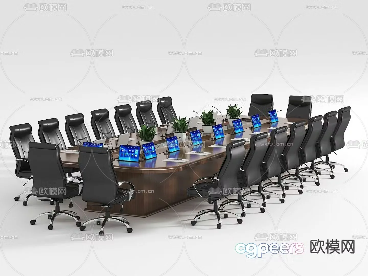 Modern bar conference table and chairs 3d model