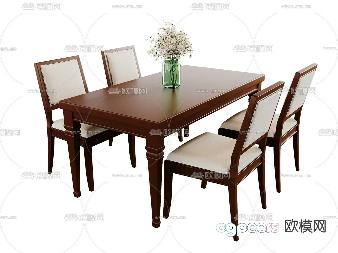 American dining table and chairs bar dining table 3d model
