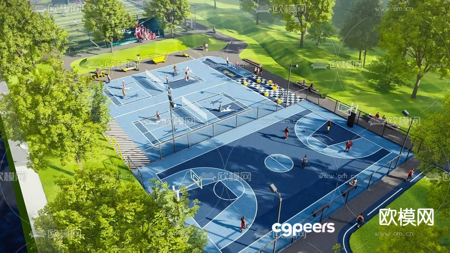 Modern sports park 3d model