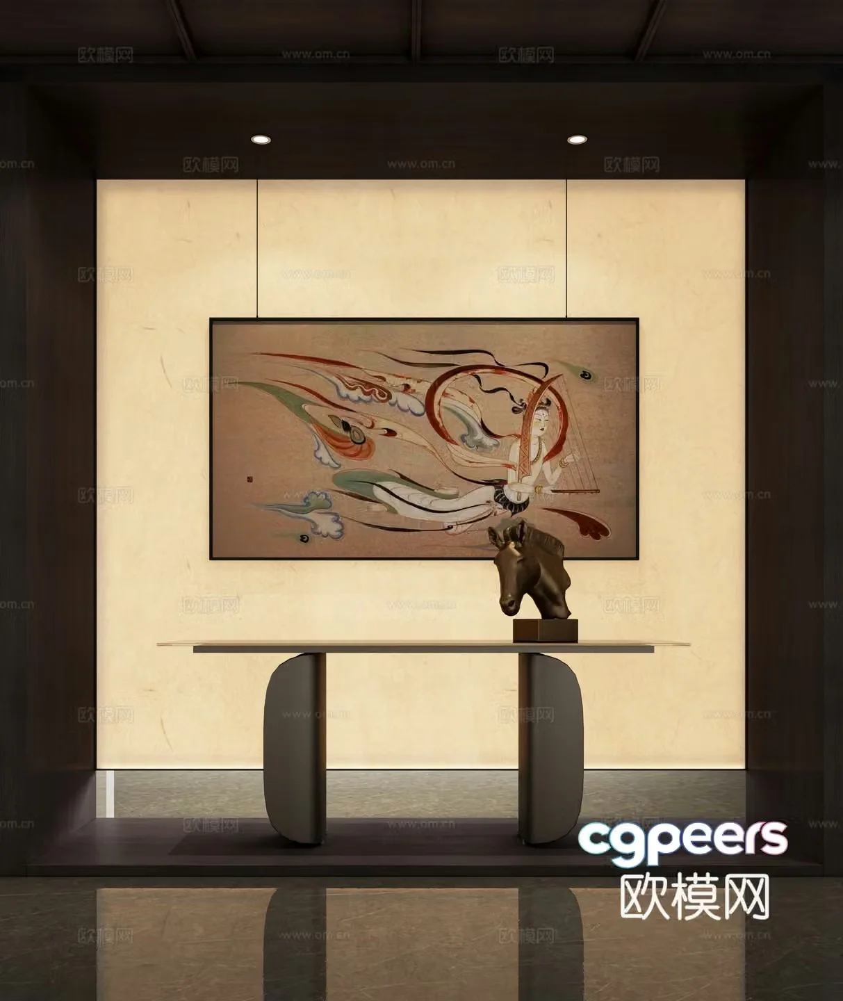 Modern light luxury entrance hall entrance hall entrance table end viewing platform 3D model