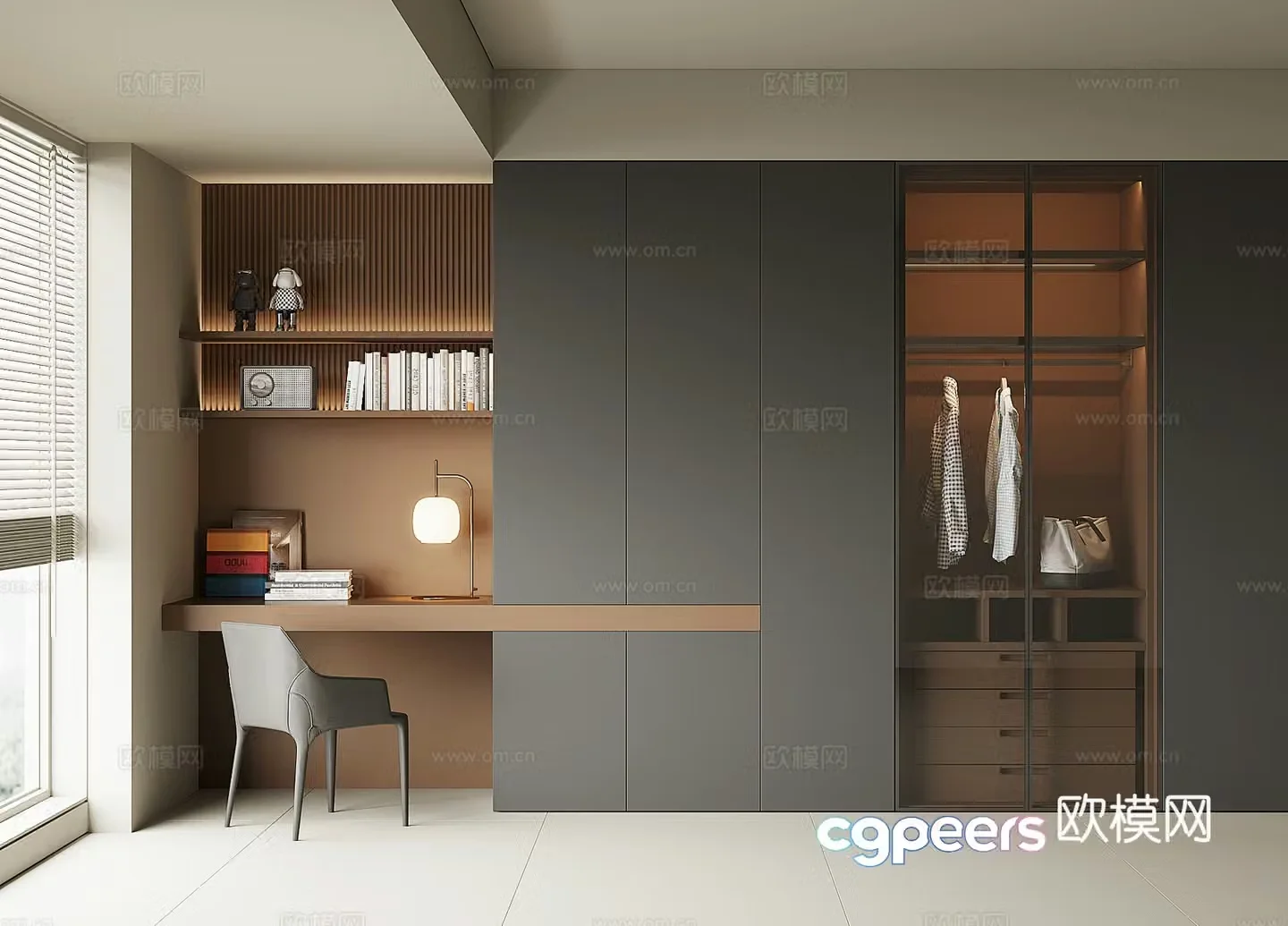 Modern wardrobe desk cabinet 3d model