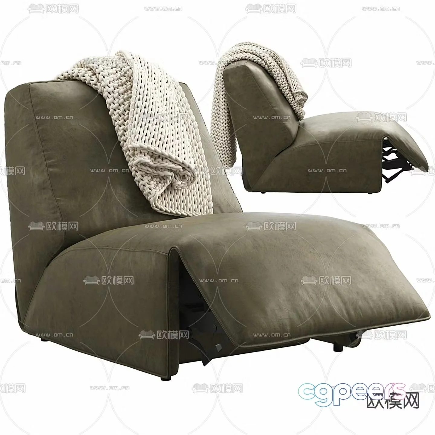 Flexform modern flannel sofa 3d model