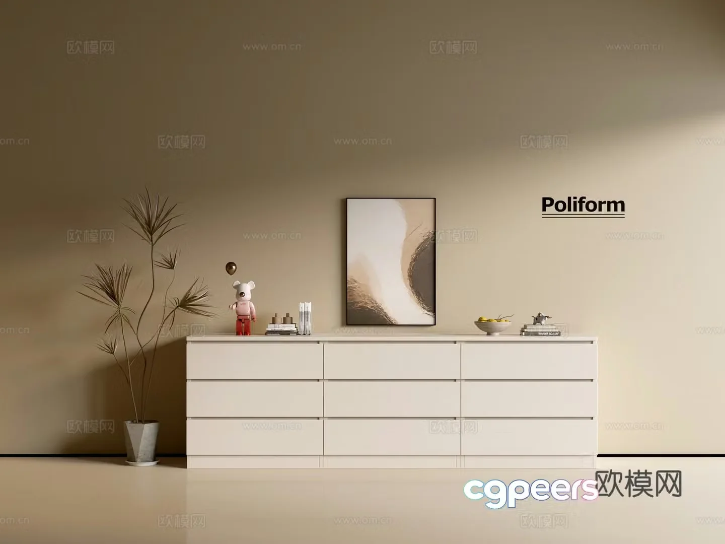 Modern cream wind chest of cabinet ins wind minimalist wind cabinet whole cabinet sideboard balcony cabinet 3d model
