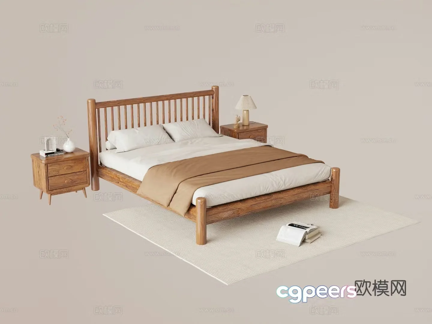 Nordic double bed 3D model