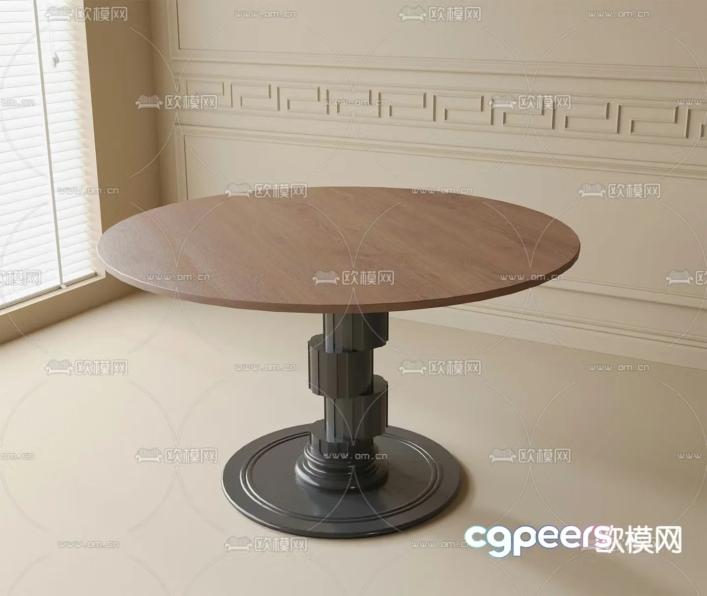 Medieval style dining table round table 3d model