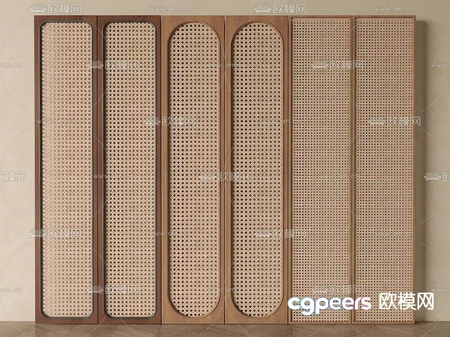 Wabi-sabi wardrobe rattan wardrobe 3d model