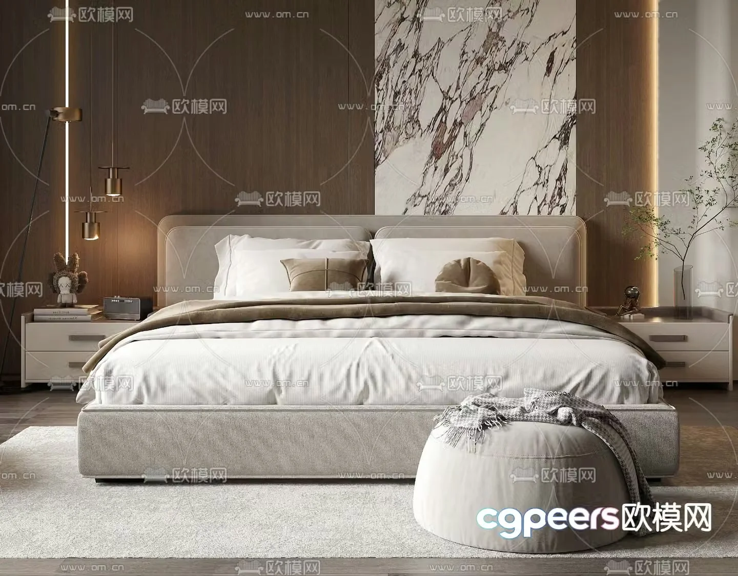 Modern double bed 3d model
