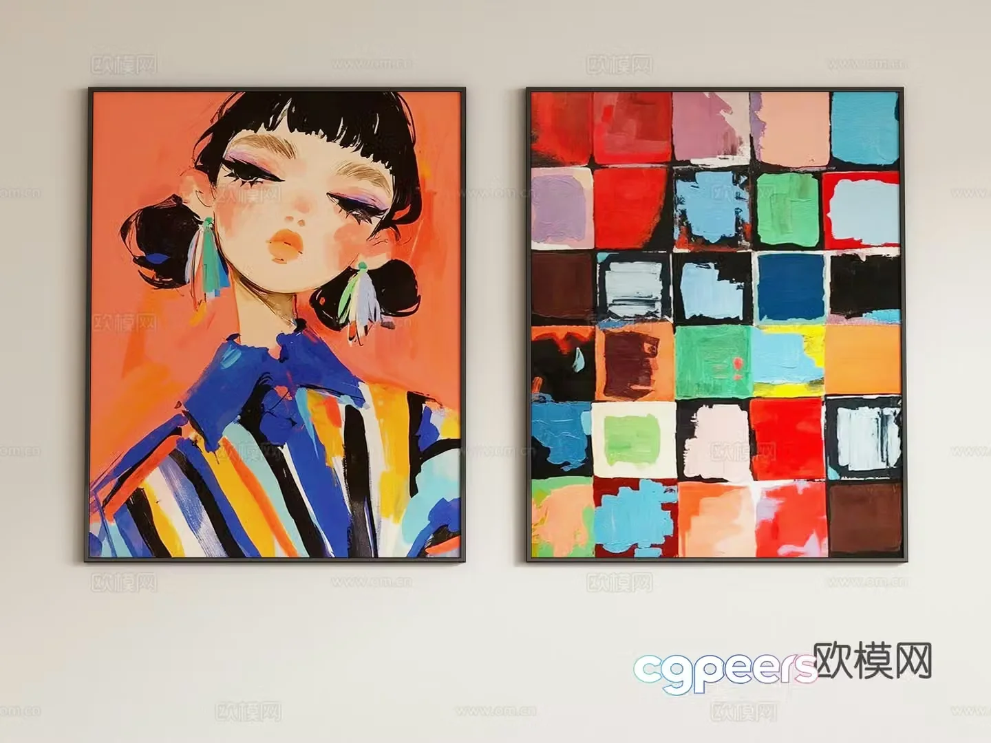 Modern abstract decorative painting hanging painting 3d model