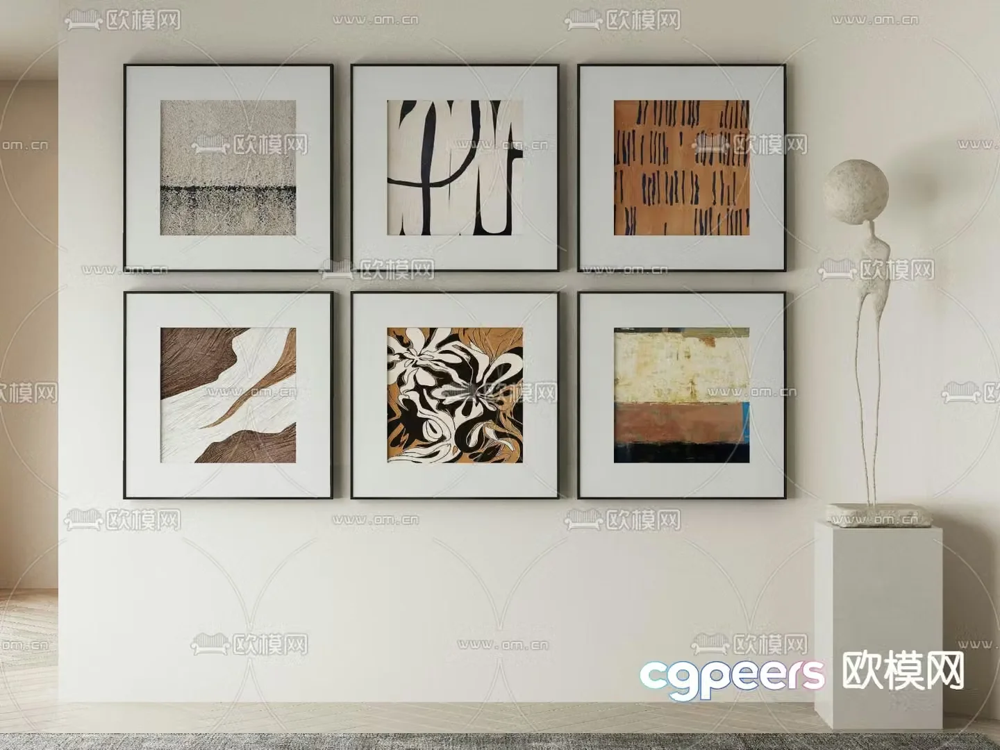 Modern decorative painting Combination painting Hanging painting 3D model