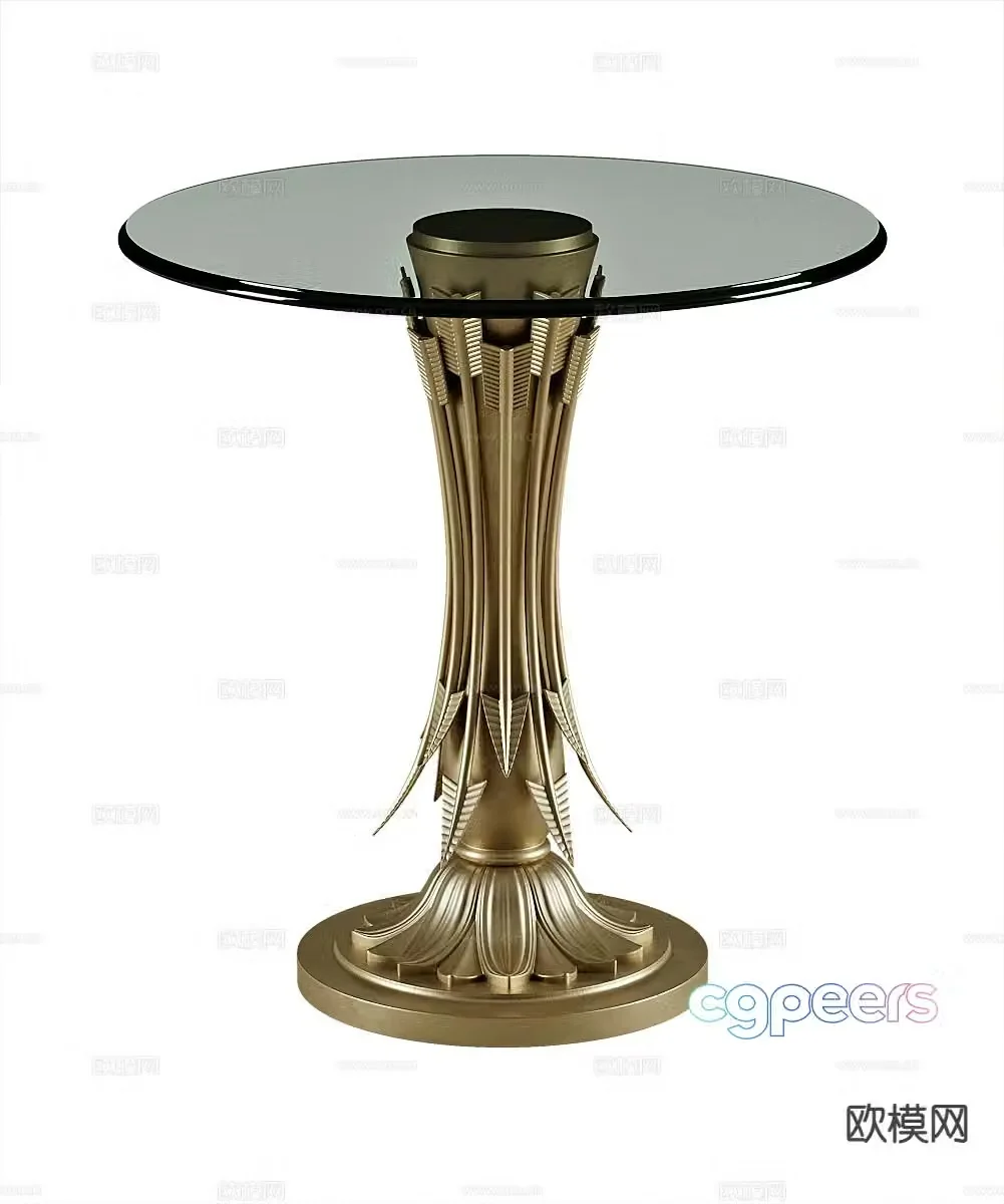 American corner table round table glass side table 3D model