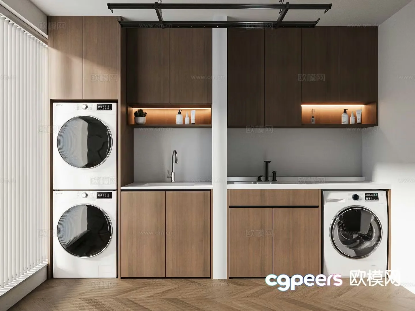 Modern balcony cabinet washing machine cabinet 3d model