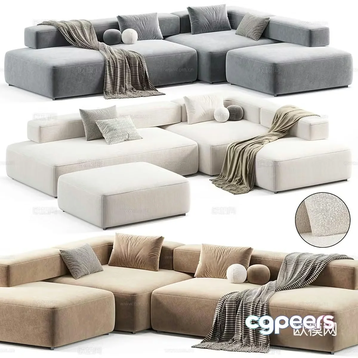 Alphabet multi-seater sofa corner sofa 3d model
