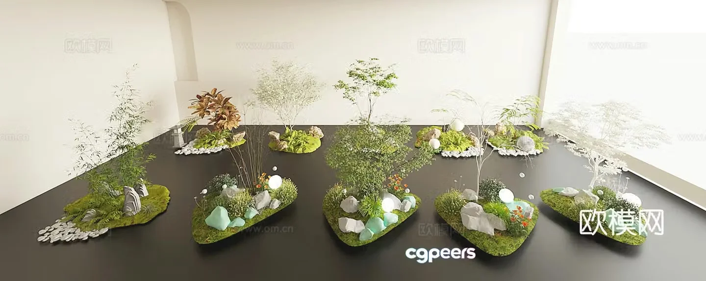 Modern green plant landscaping Landscape sketch Green plant landscaping Plant pile Indoor landscape landscaping 3D model