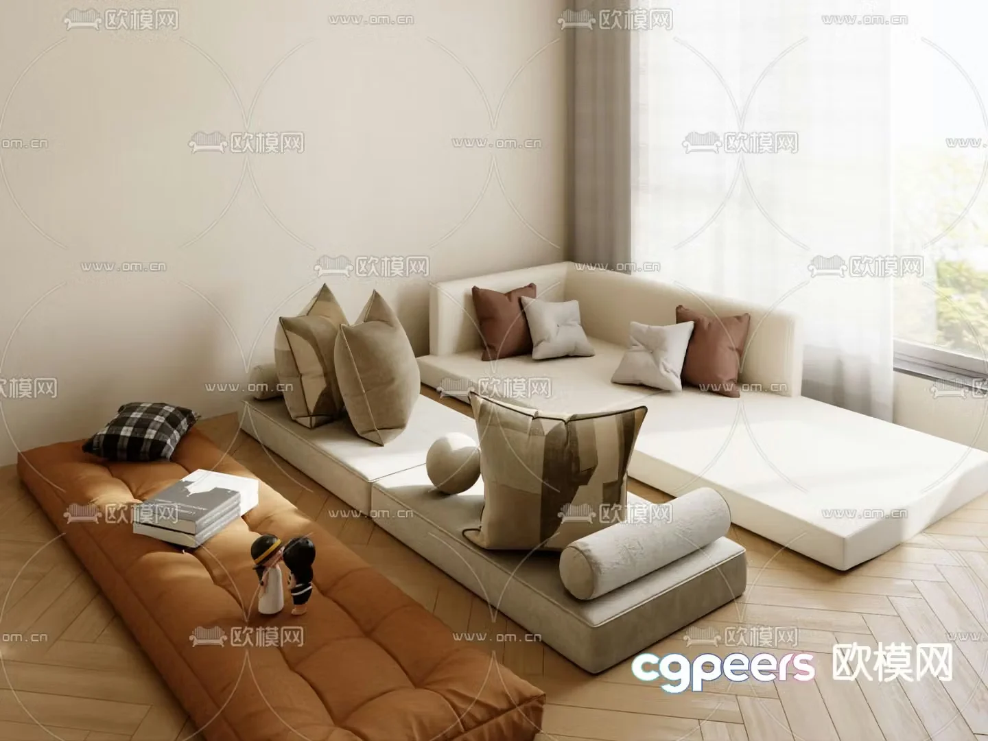 Cushion bay window cushion 3d model