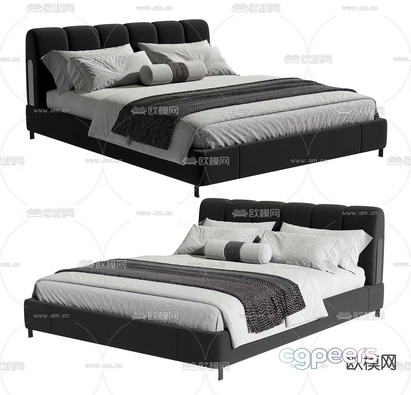 Modern double bed 3d model