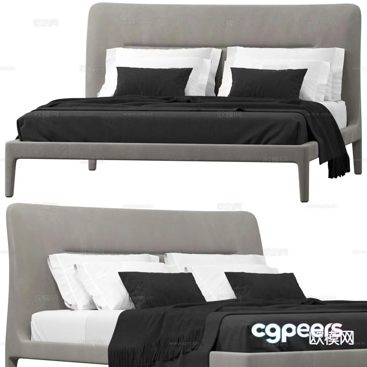 Modern double bed 3d model