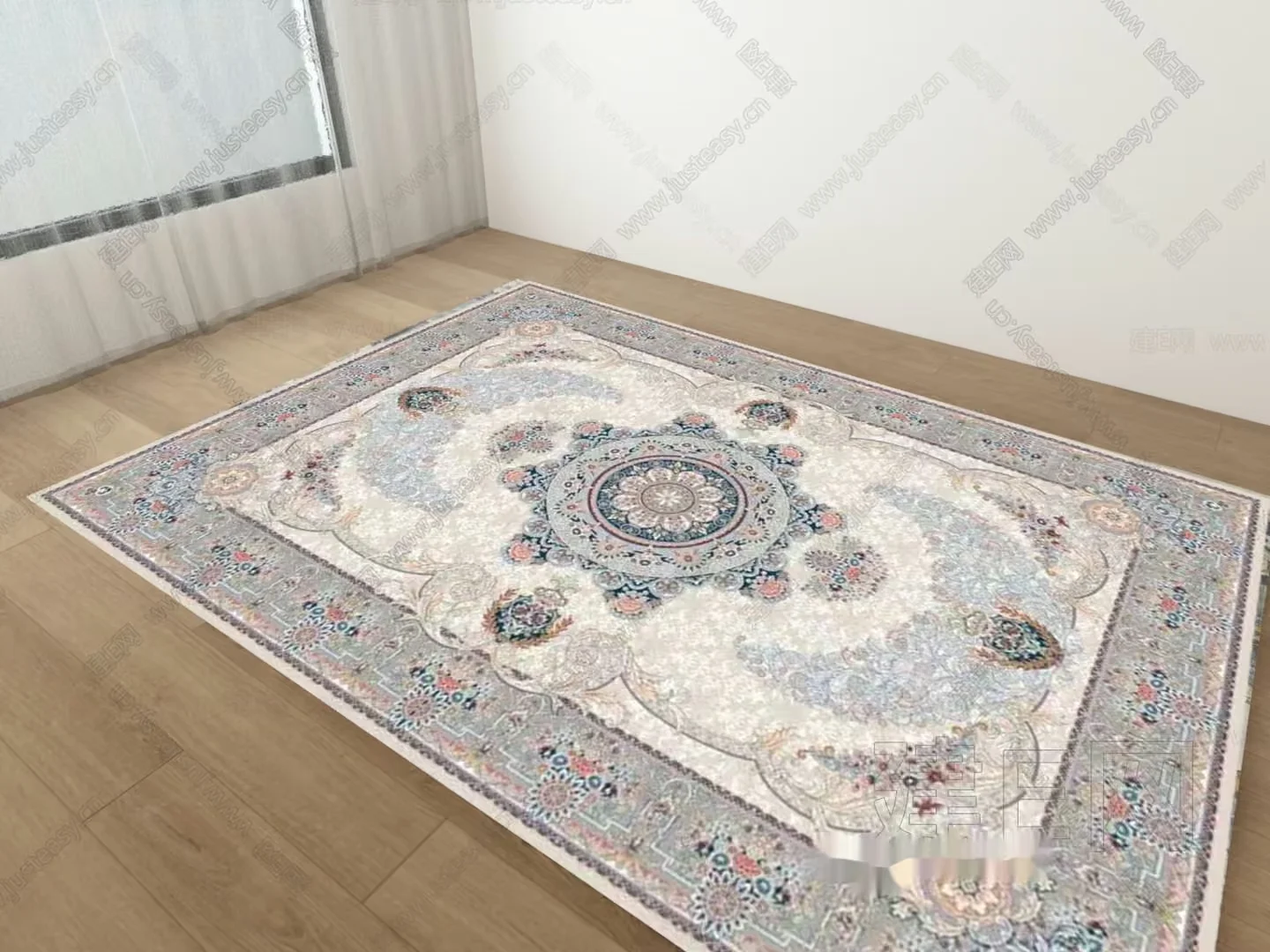 A Large Rug With A Floral Pattern 3D Model – 13306 – VRAY Render