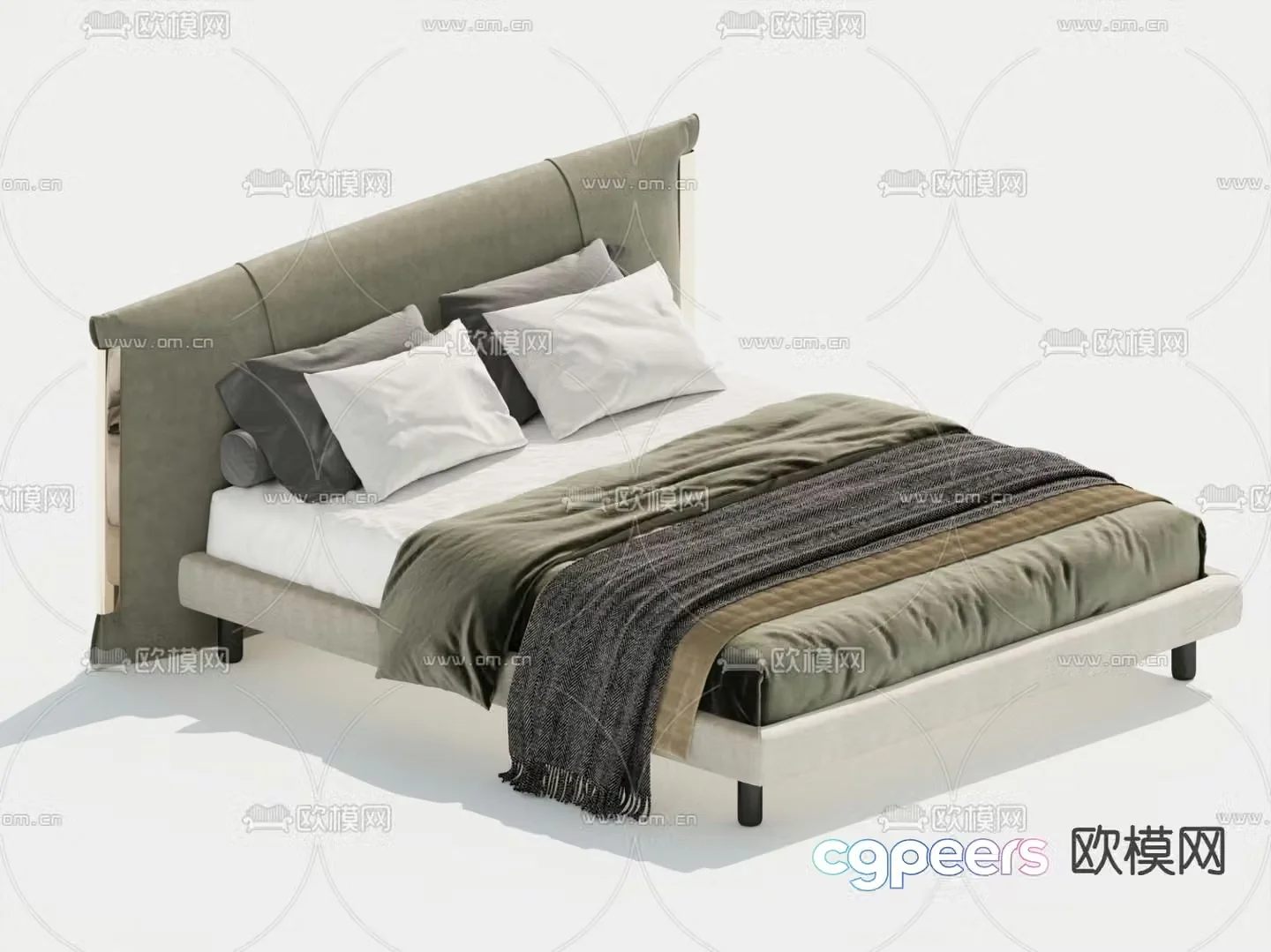 Modern double bed 3d model