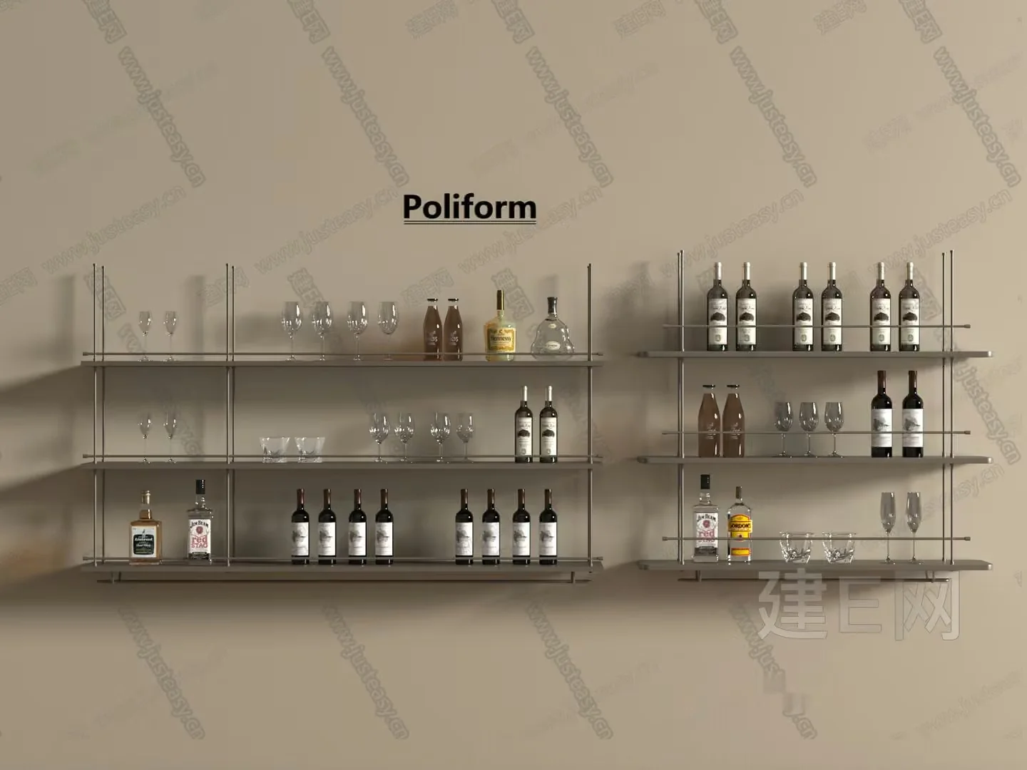 Poliform Shelving 3D Model – 20391 – VRAY Render