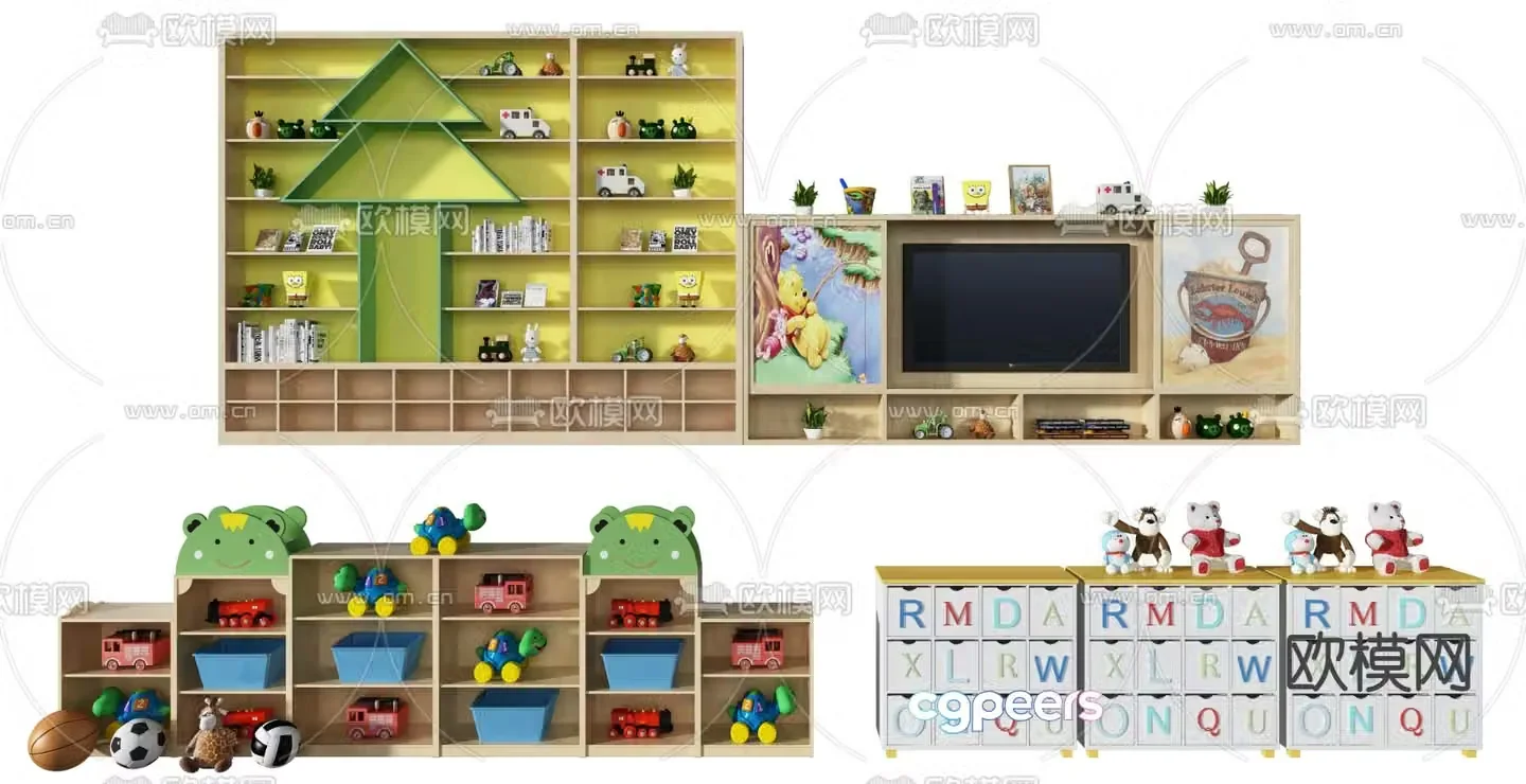 Modern children’s locker decorative cabinet 3d model
