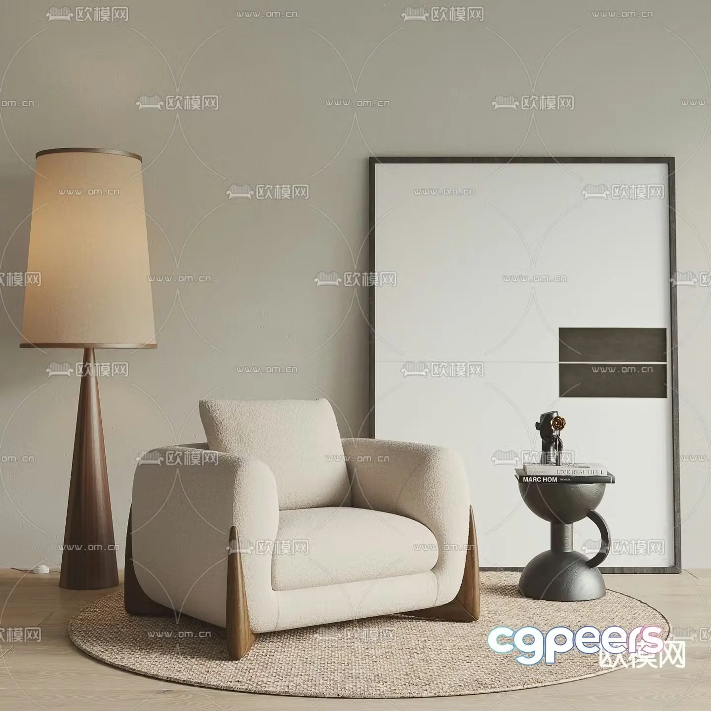 Wabi-sabi single sofa 3d model
