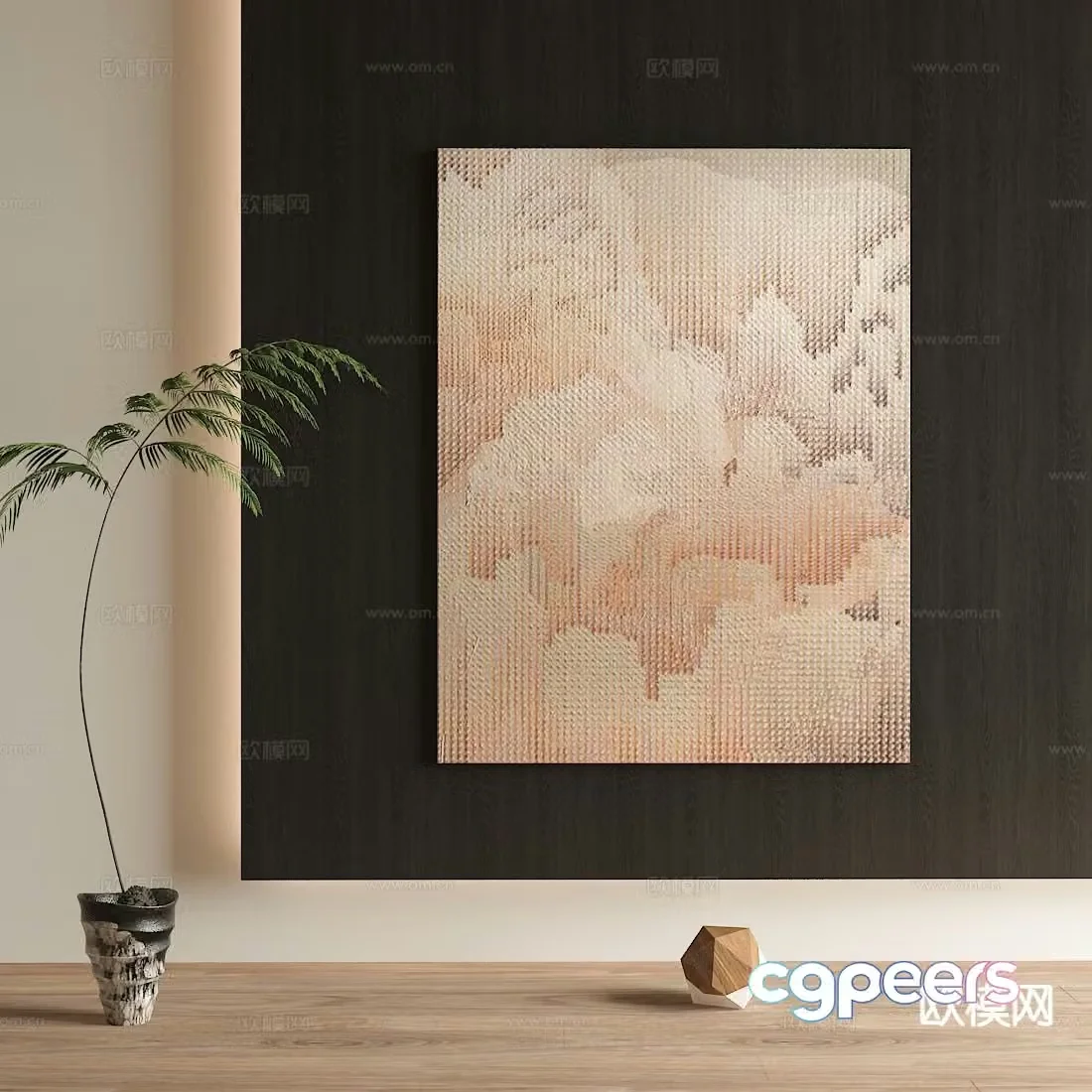 Wabi-sabi painting texture painting decorative painting hanging painting 3D model