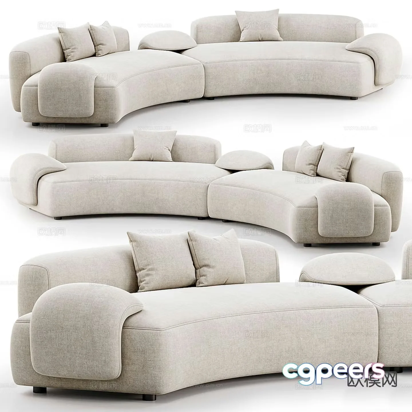 Castelli modern curved sofa 3d model