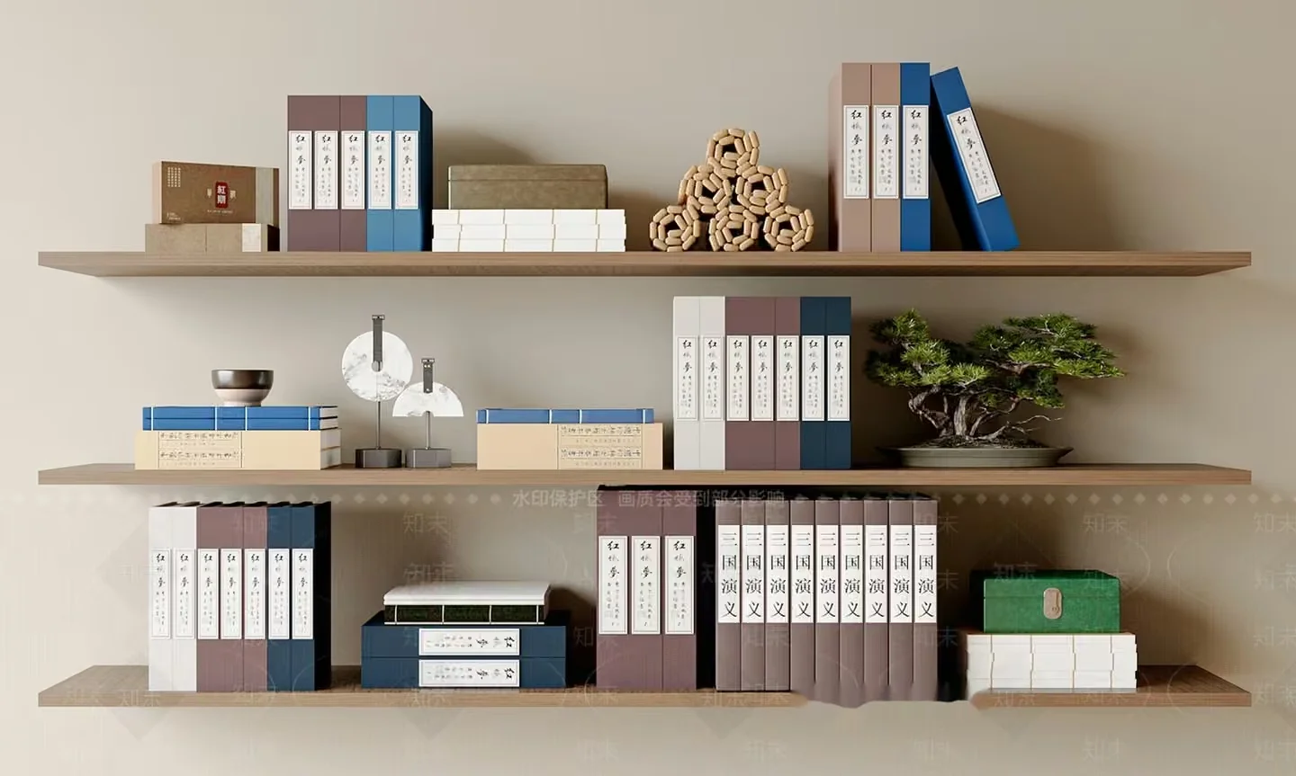 Wooden Bookshelves 3D Model – 4141 – VRAY Render
