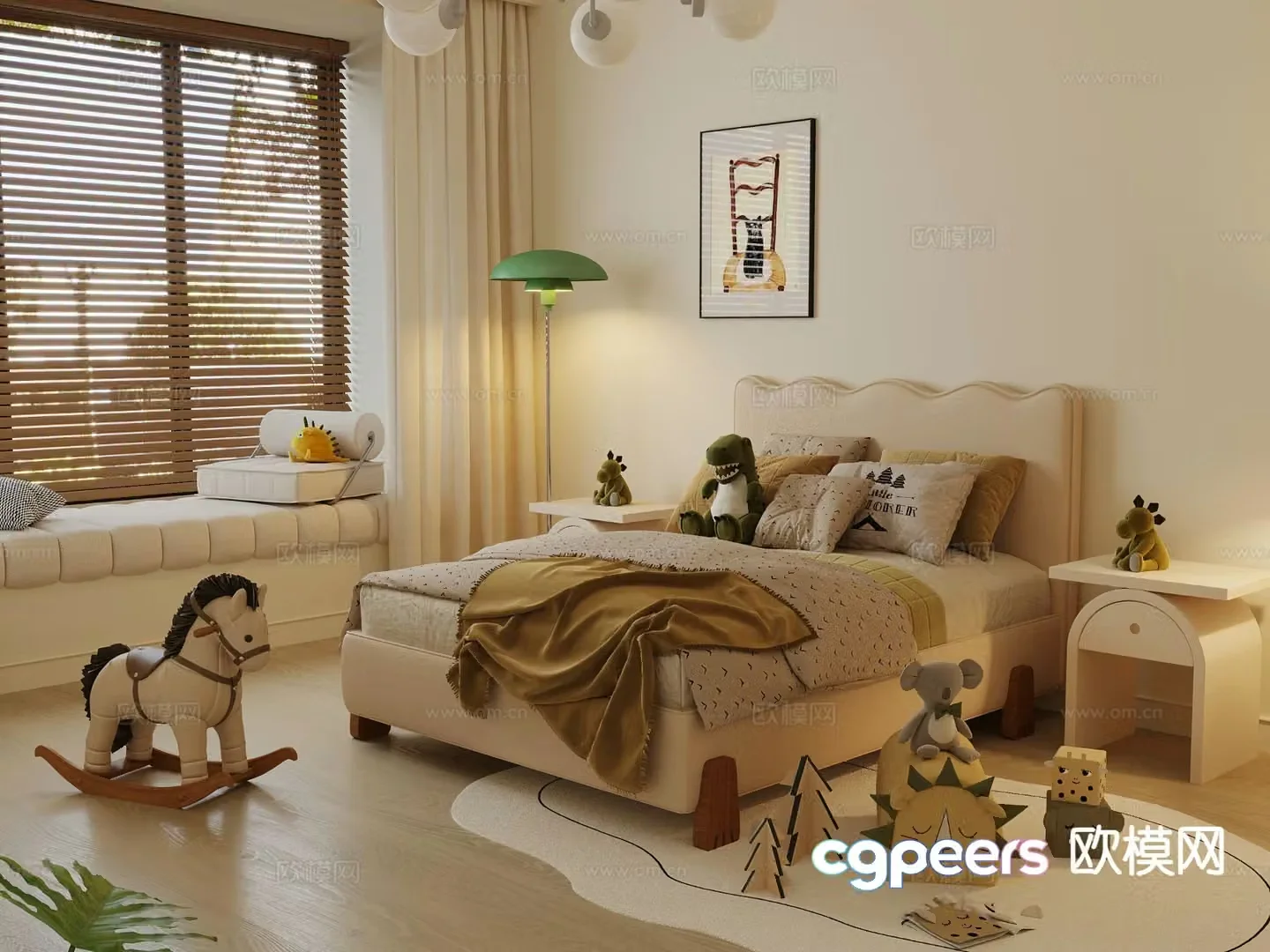 Cream style children’s bed 3d model