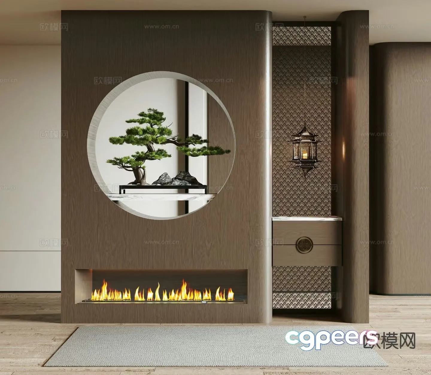 New Chinese style entrance partition 3D model