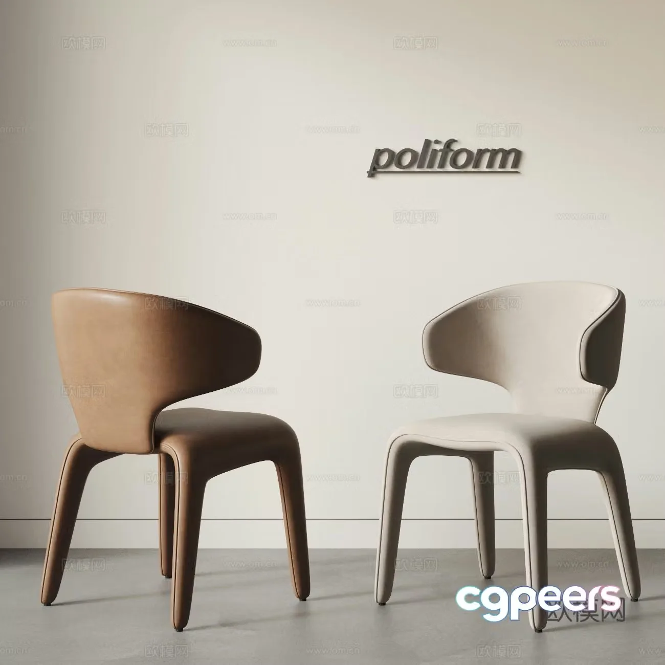 POLIFORM Modern dining chair combination Leather dining chair Fabric dining chair Leisure chair 3d model