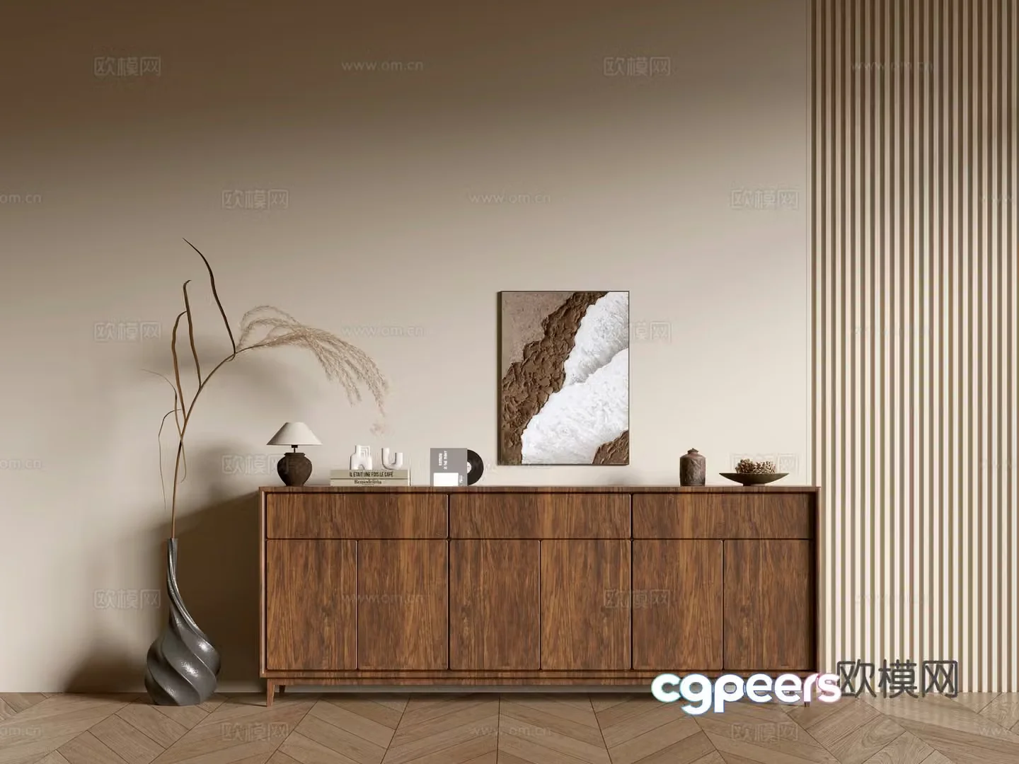 Modern wood grain cabinet ins wind minimalist wind cabinet whole cabinet sideboard balcony cabinet storage 3D model