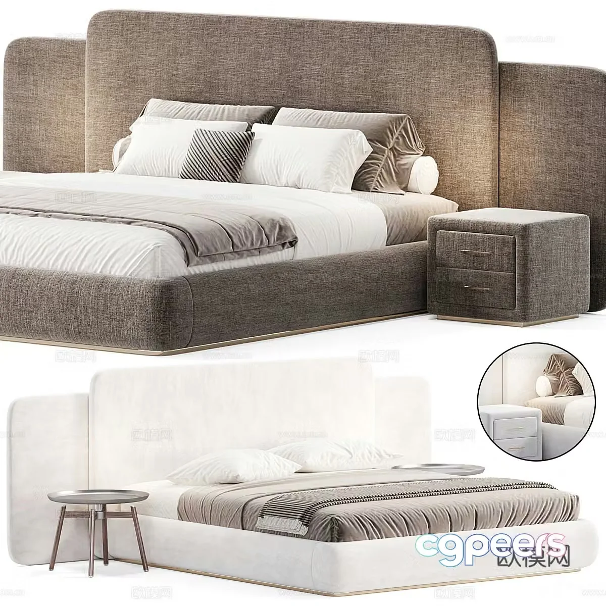 New Chinese double bed 3D model