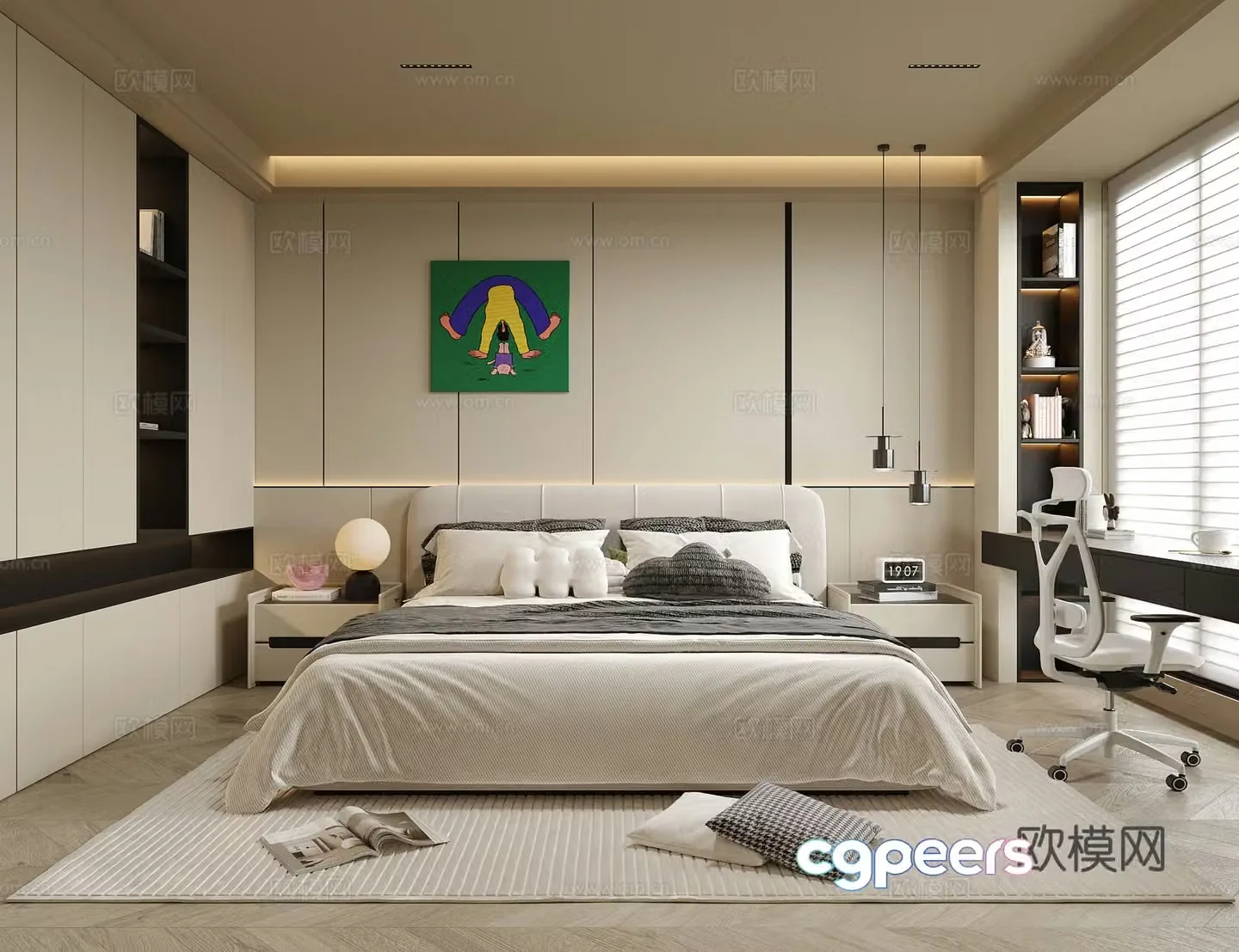 Modern universal children’s room girls room boy room children’s bed 3d model
