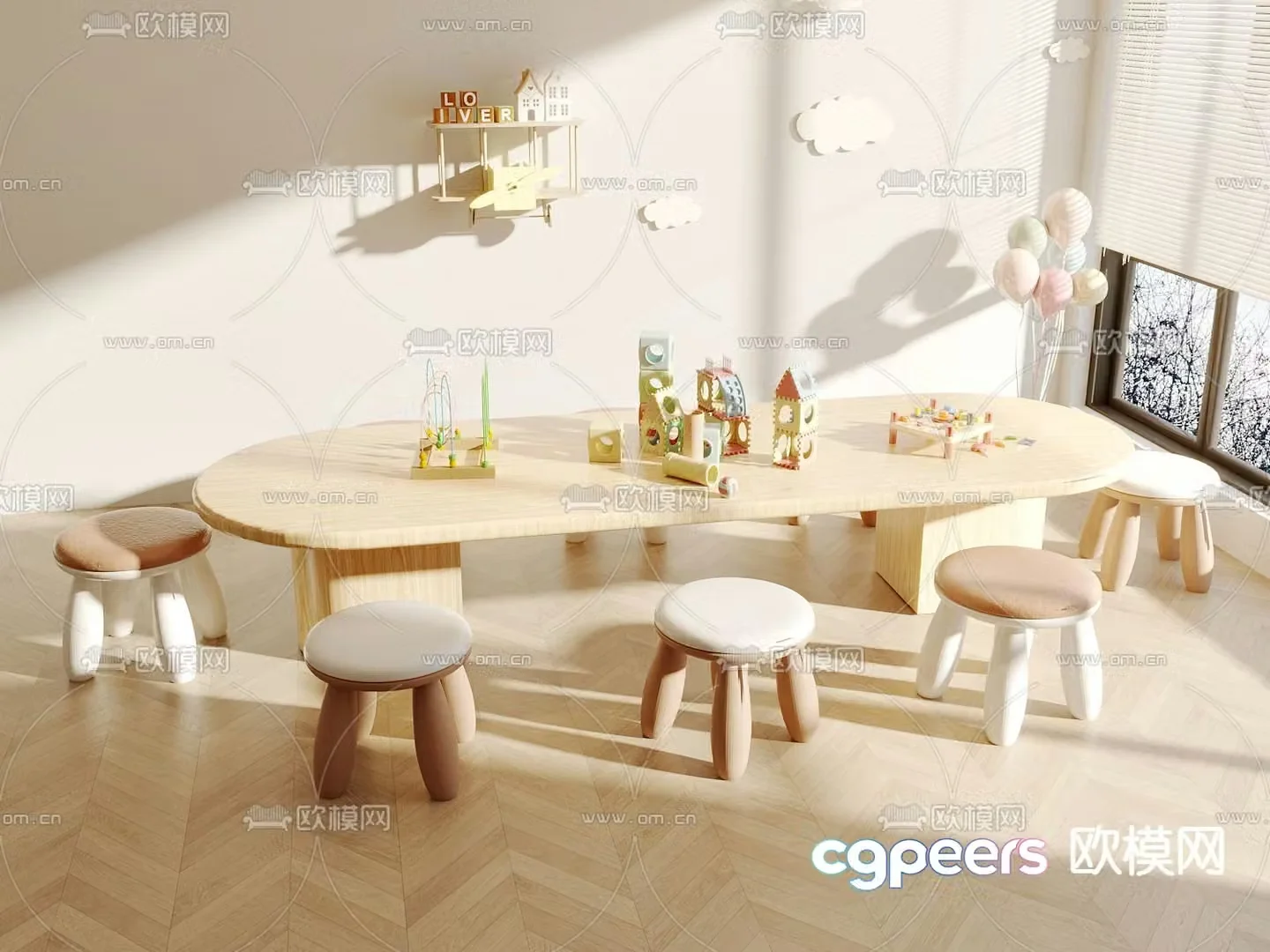 Children’s tables and chairs game tables and chairs 3d model