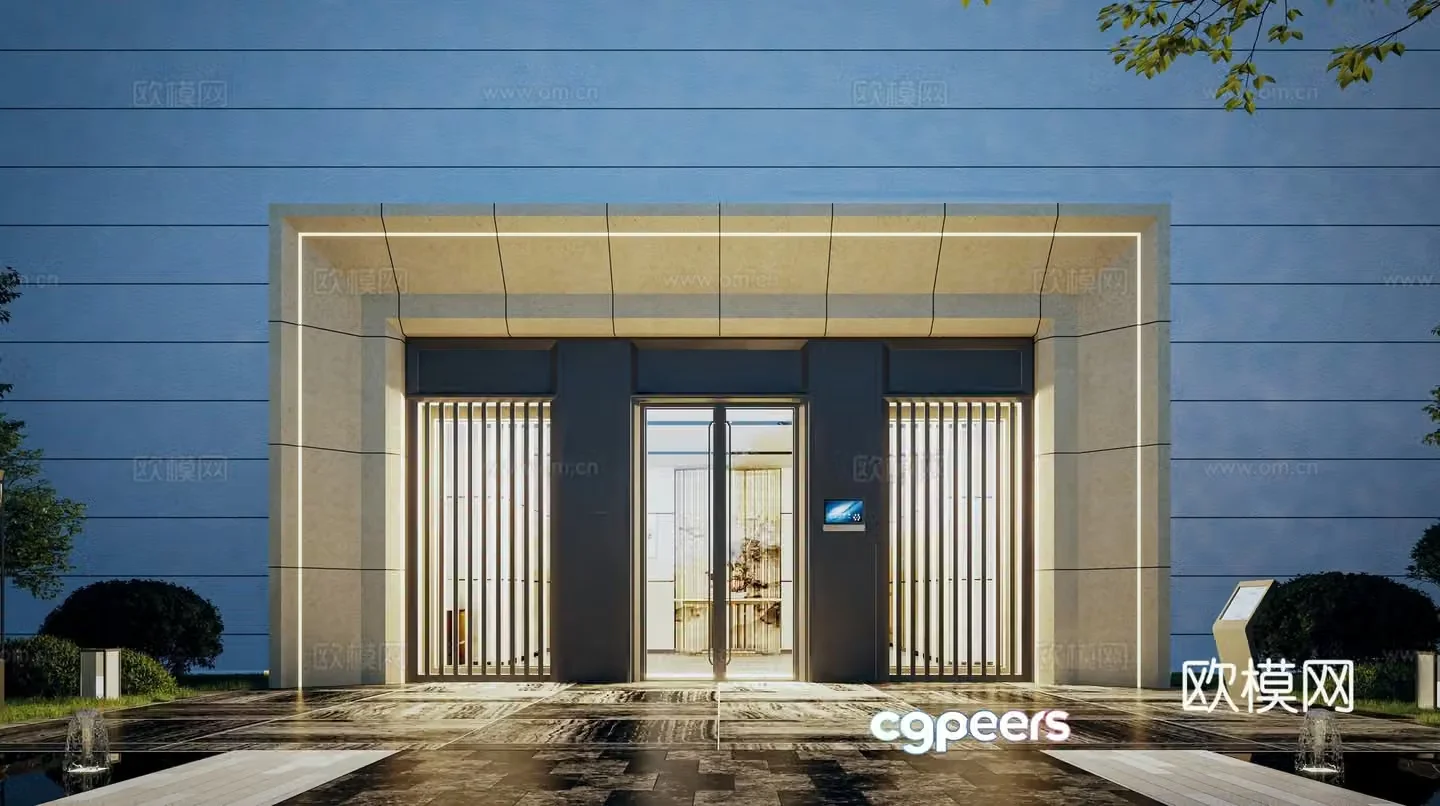Modern house gate entrance 3d model