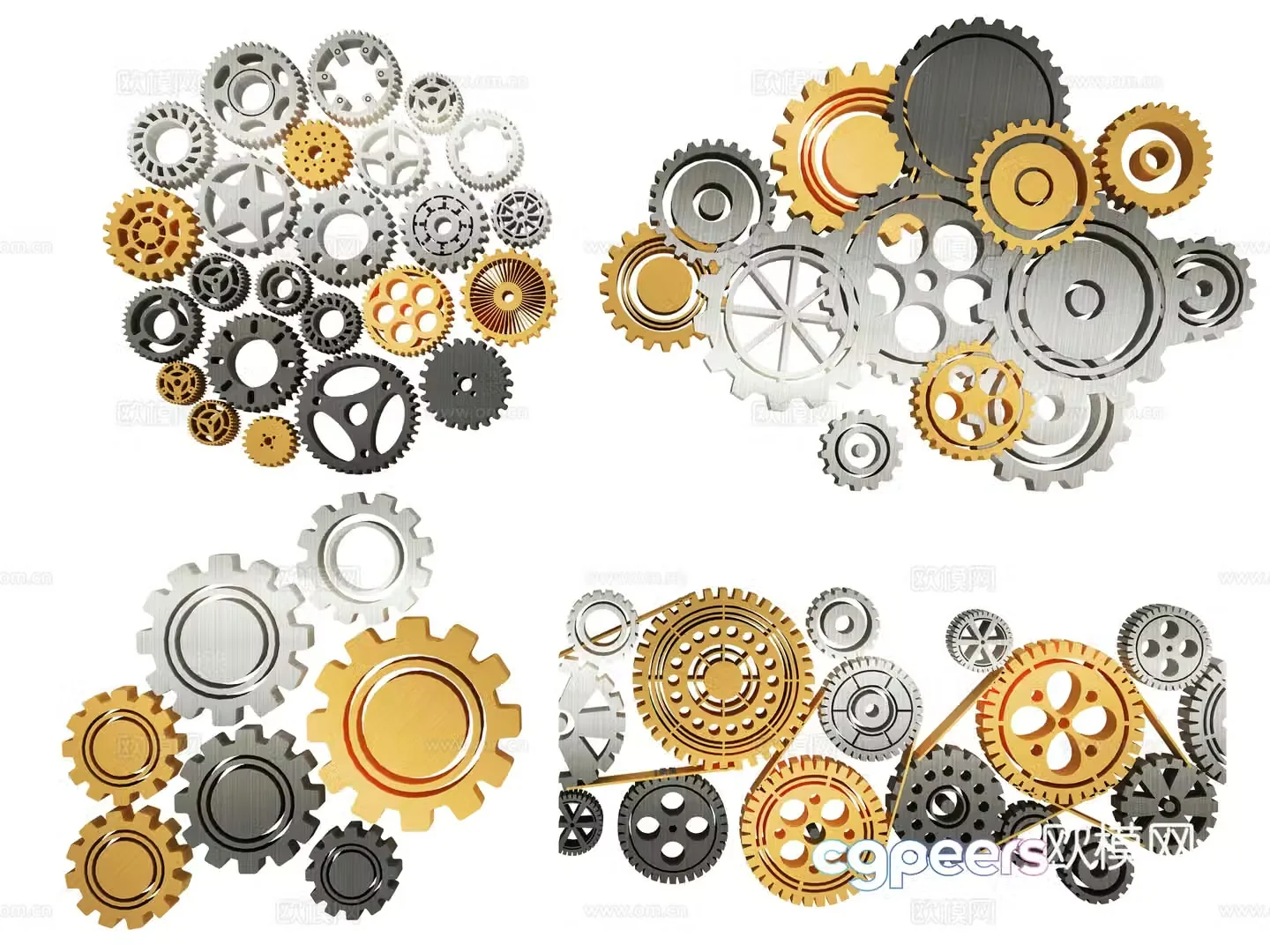 Industrial wind technology gears pinion gears machinery metal gears hardware mechanical parts industrial 3D model