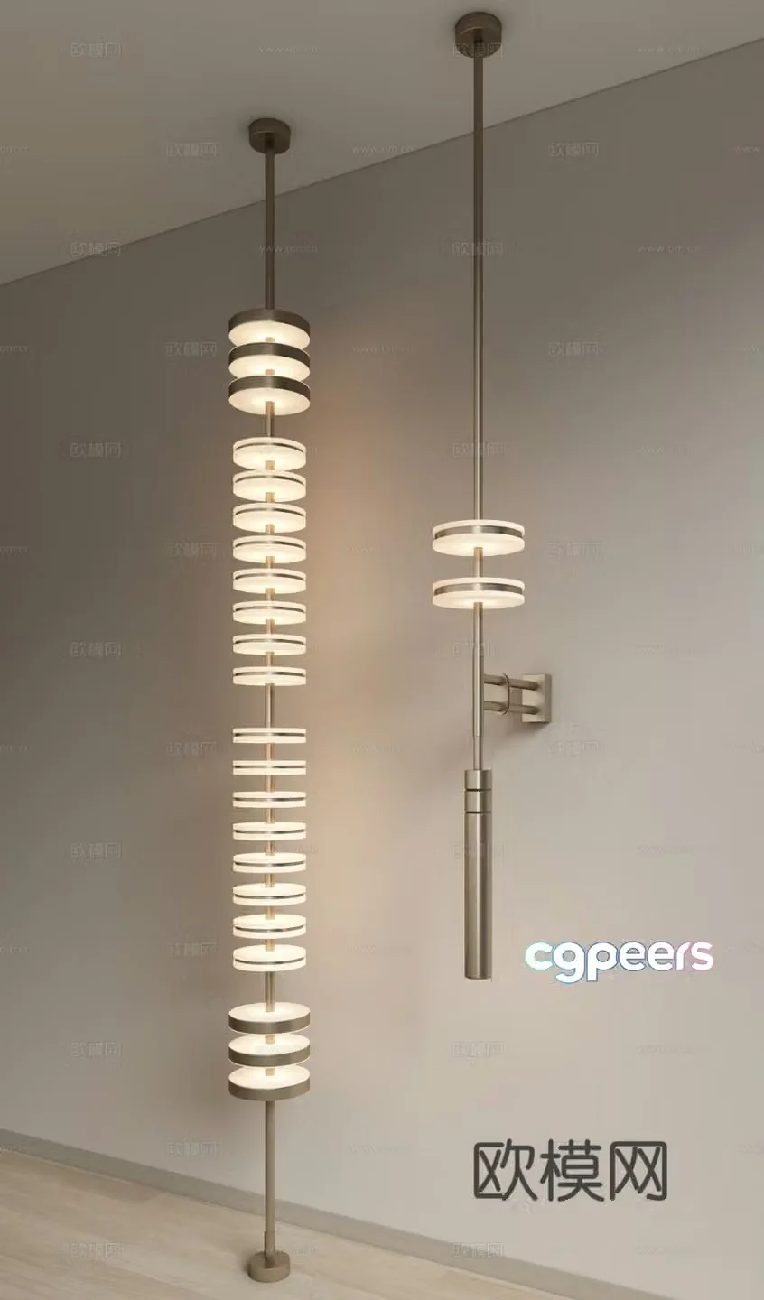 Light luxury metal wall lamp Bedside wall lamp Open ceiling lamp Long strip wall lamp Translucent stone wall lamp 3D model