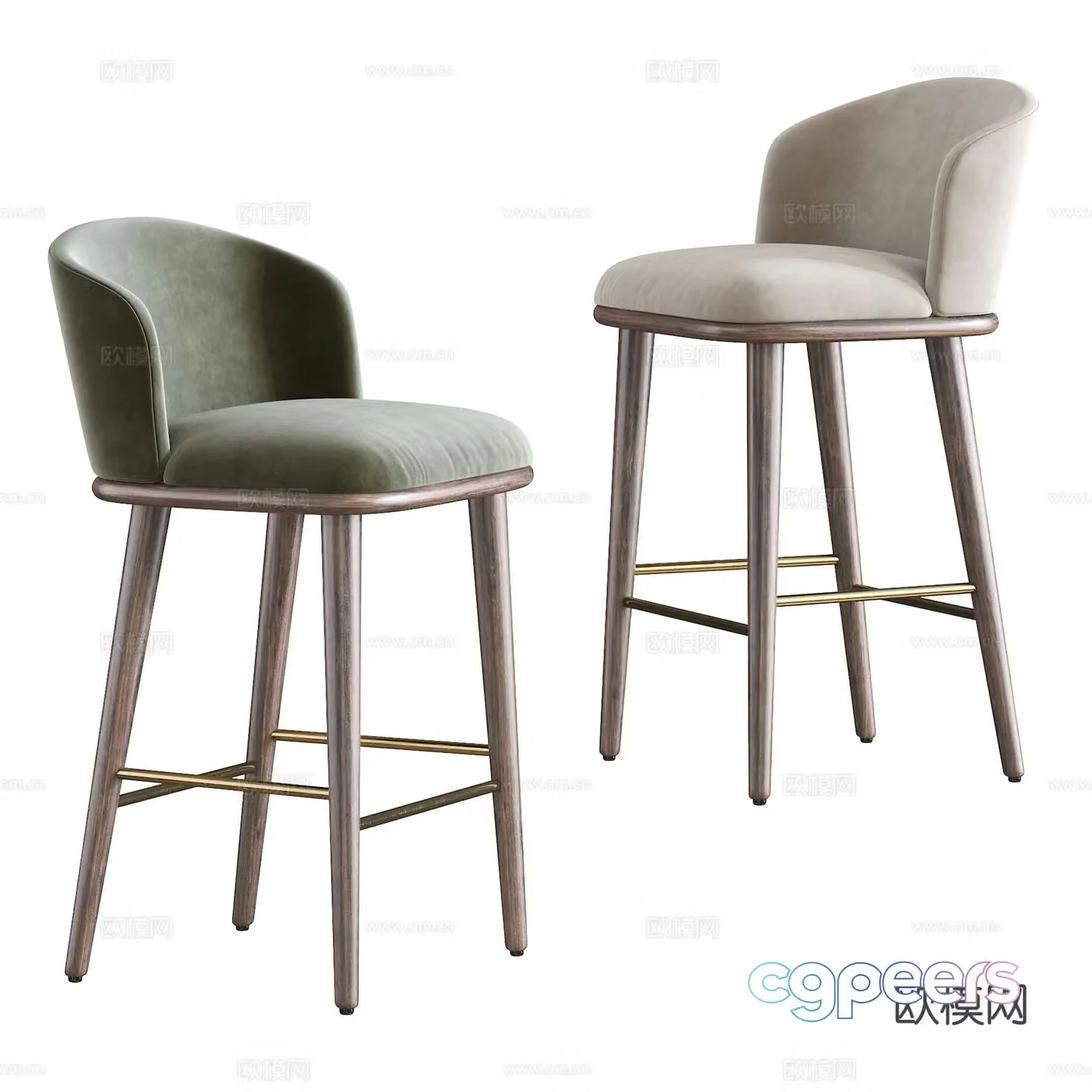 New Chinese style Arven bar stool 3D model