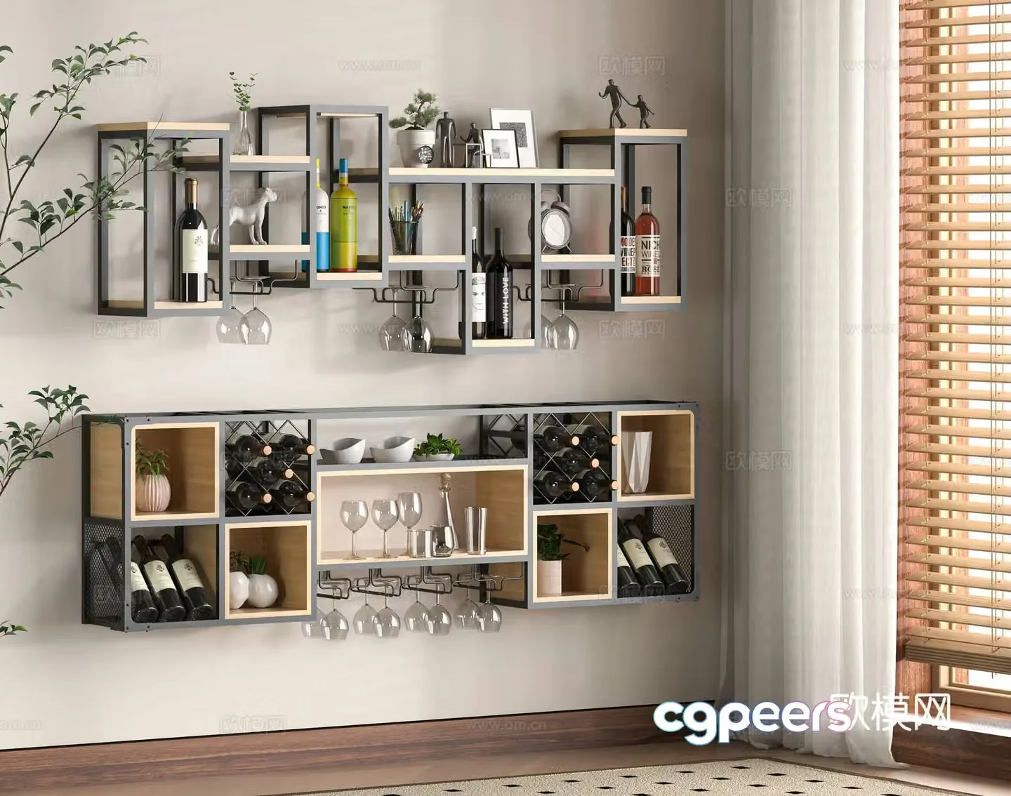 Modern wine rack 3d model