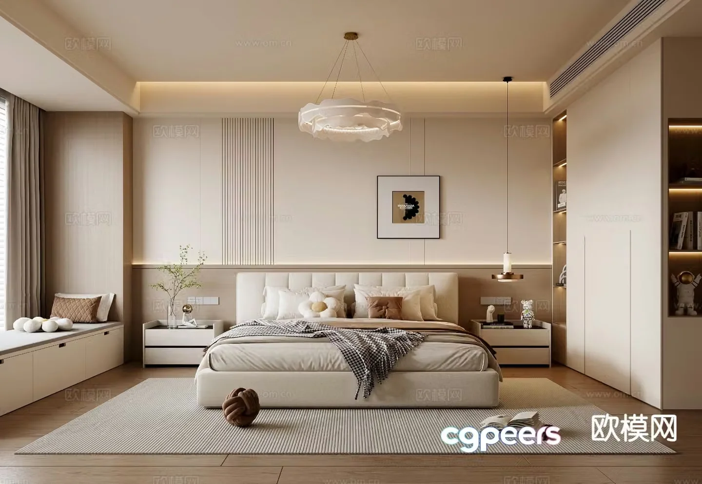 Cream style bedroom master bedroom 3d model