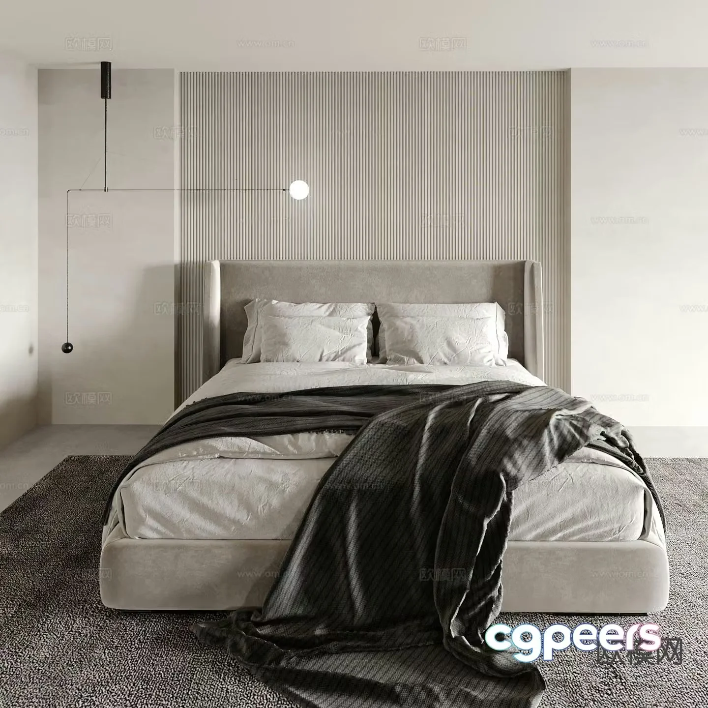 Modern double bed 3d model