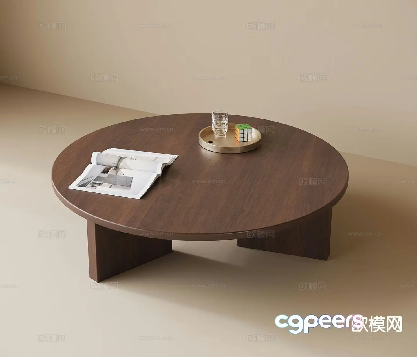 Modern solid wood coffee table 3d model