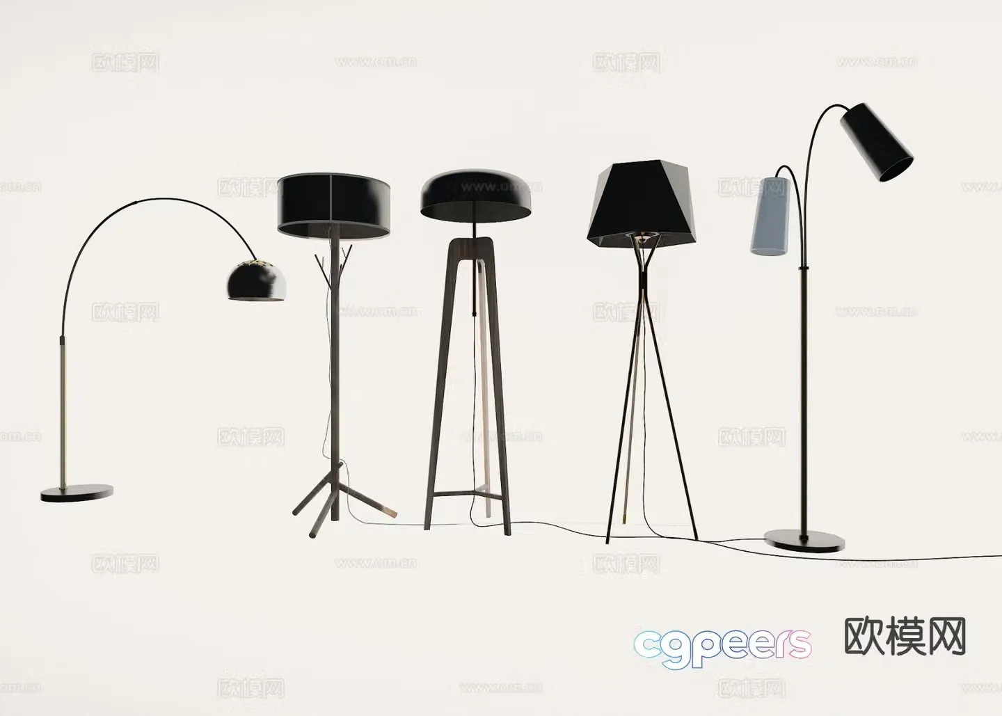 Modern metal floor lamp 3d model