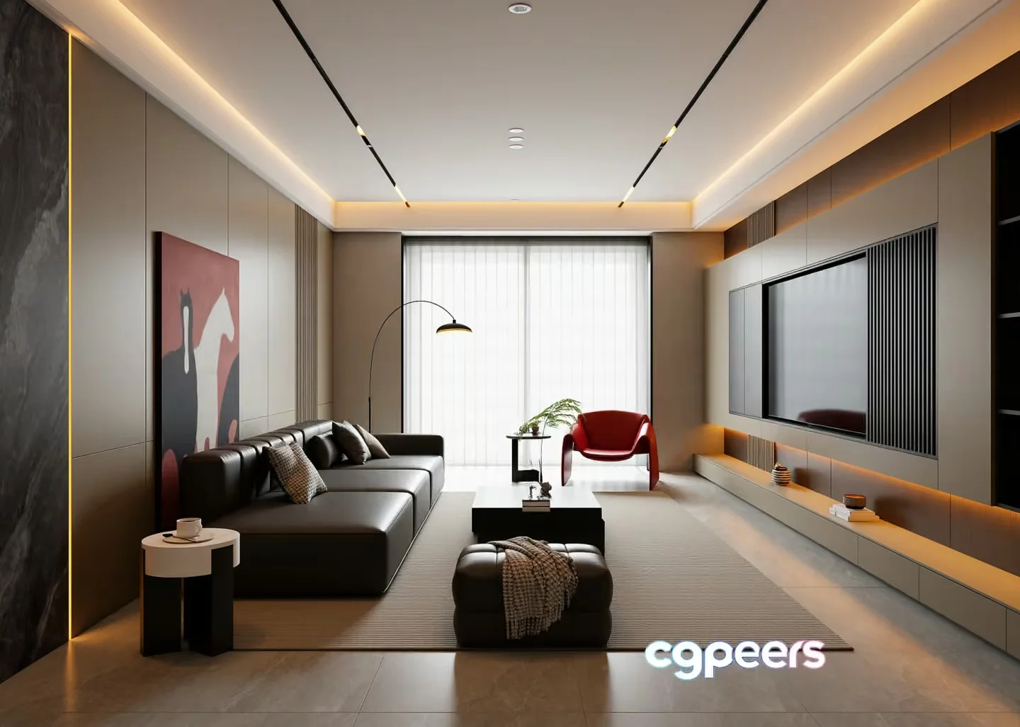 Modern Living Room 3D Model – 17772 – VRAY Render